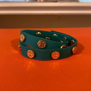 Turquoise & gold Tory Burch jelly wrap bracelet